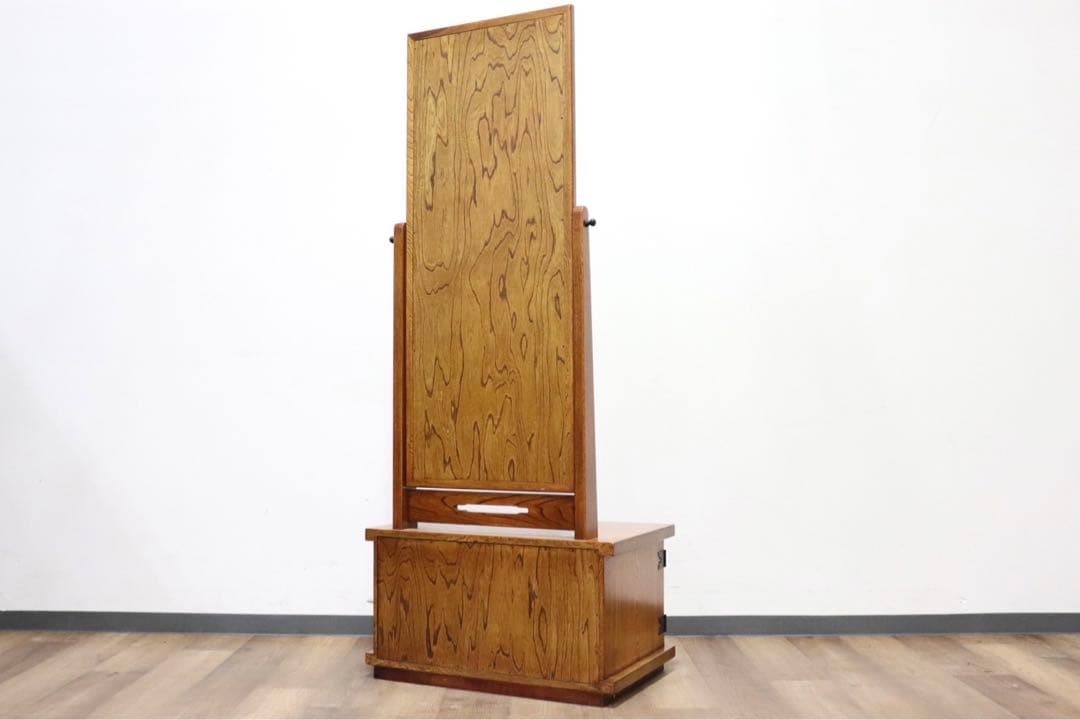 GMHN64B○欅材 ケヤキ 姿見 鏡台 全身鏡 鏡 化粧台 スタンドミラー ド