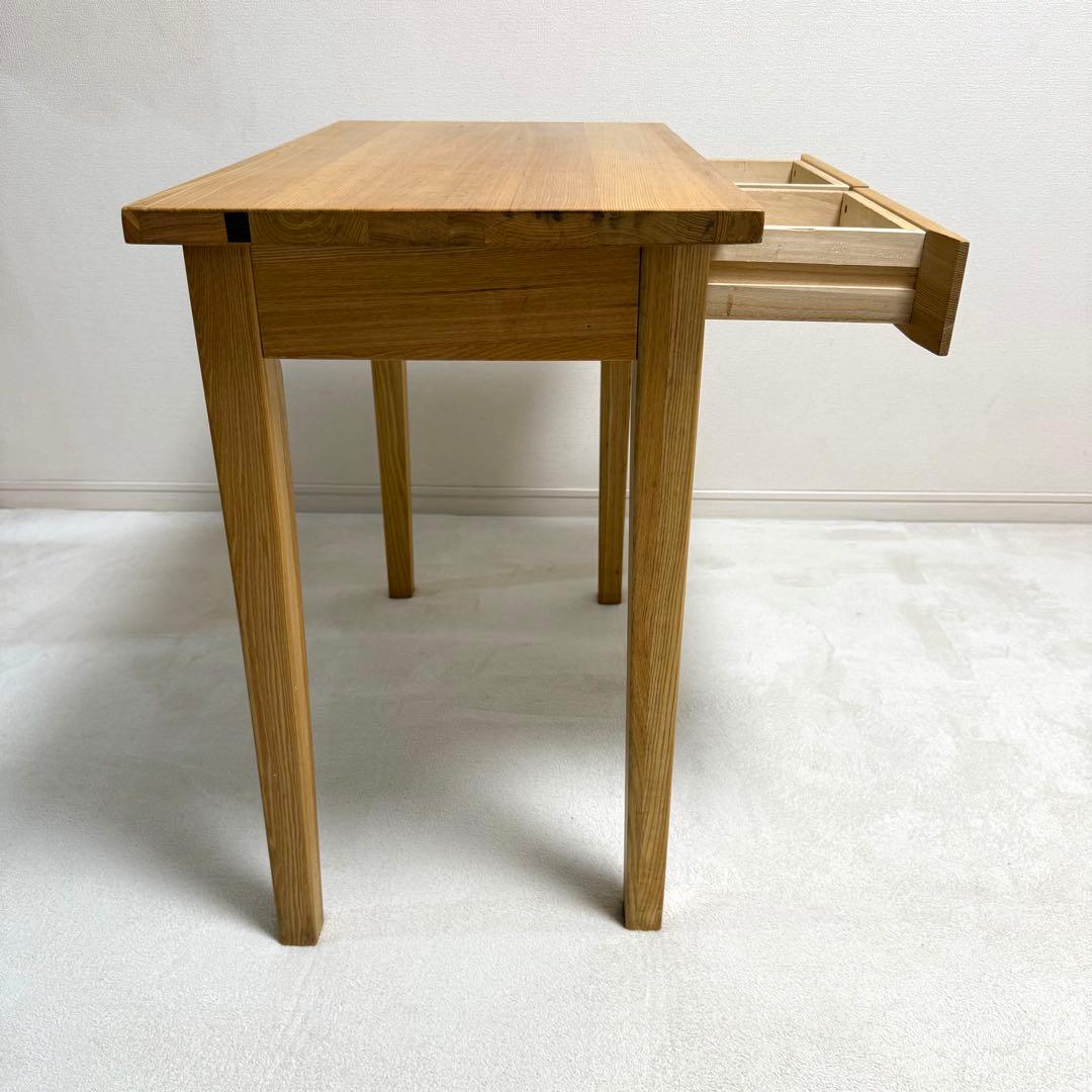 無印良品　無垢　タモ材　木製　パーソナルデスク　引き出し付き　机