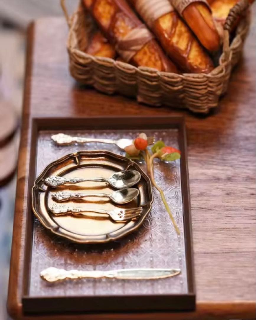 専用ページ　ミニチュアキッチン雑貨　トレイ4点セット　ブラックA、ガラス瓶