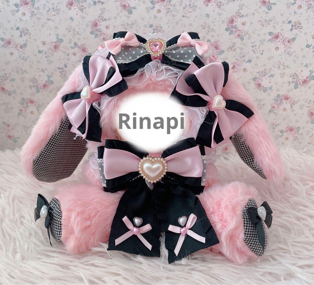 ♡お座り１２ｃｍぬい服♡うさぎの着ぐるみ♡地雷系おすわりぬいぐるみ♡ピンク