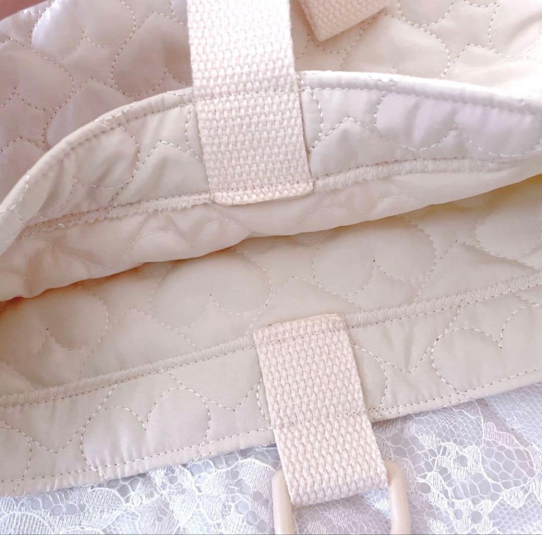 レッスンバッグ.体操服入れ.上靴袋3点セット♡ハート柄キルティング(ホワイト)