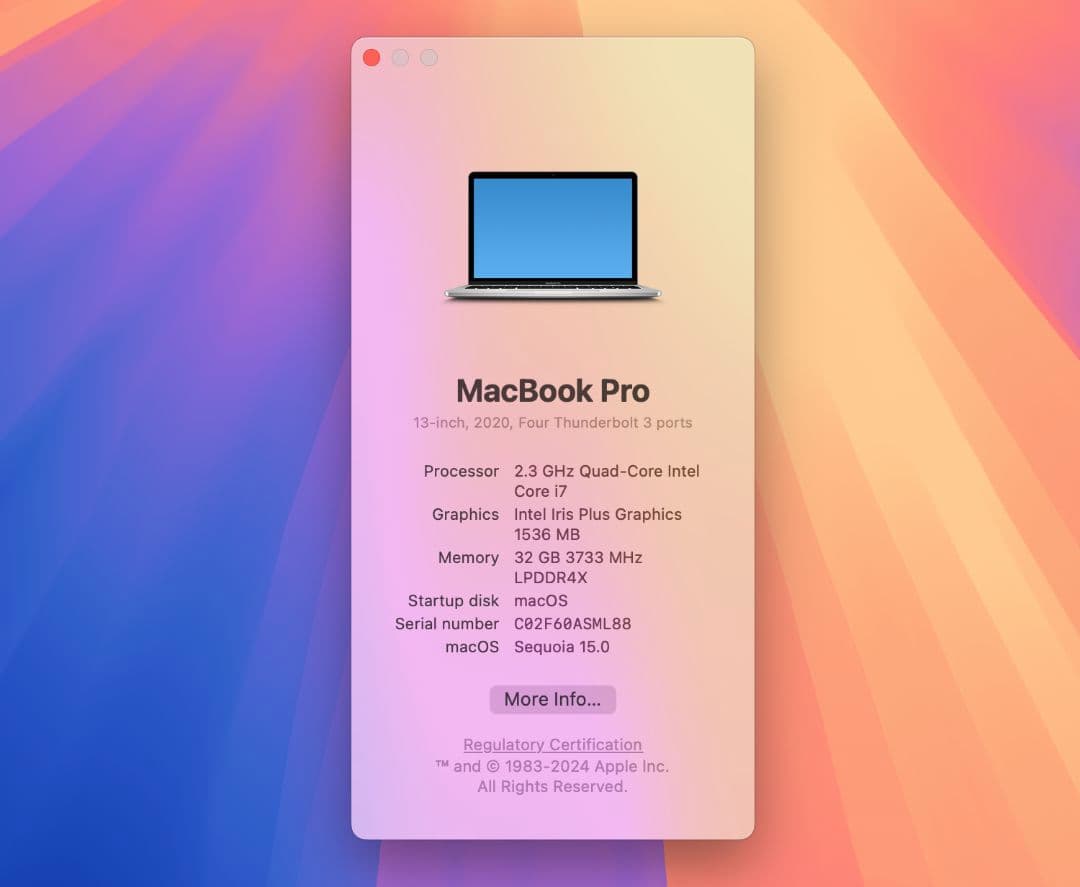 MacBook Pro (13インチ, メモリ32GB, SSD 1TB)