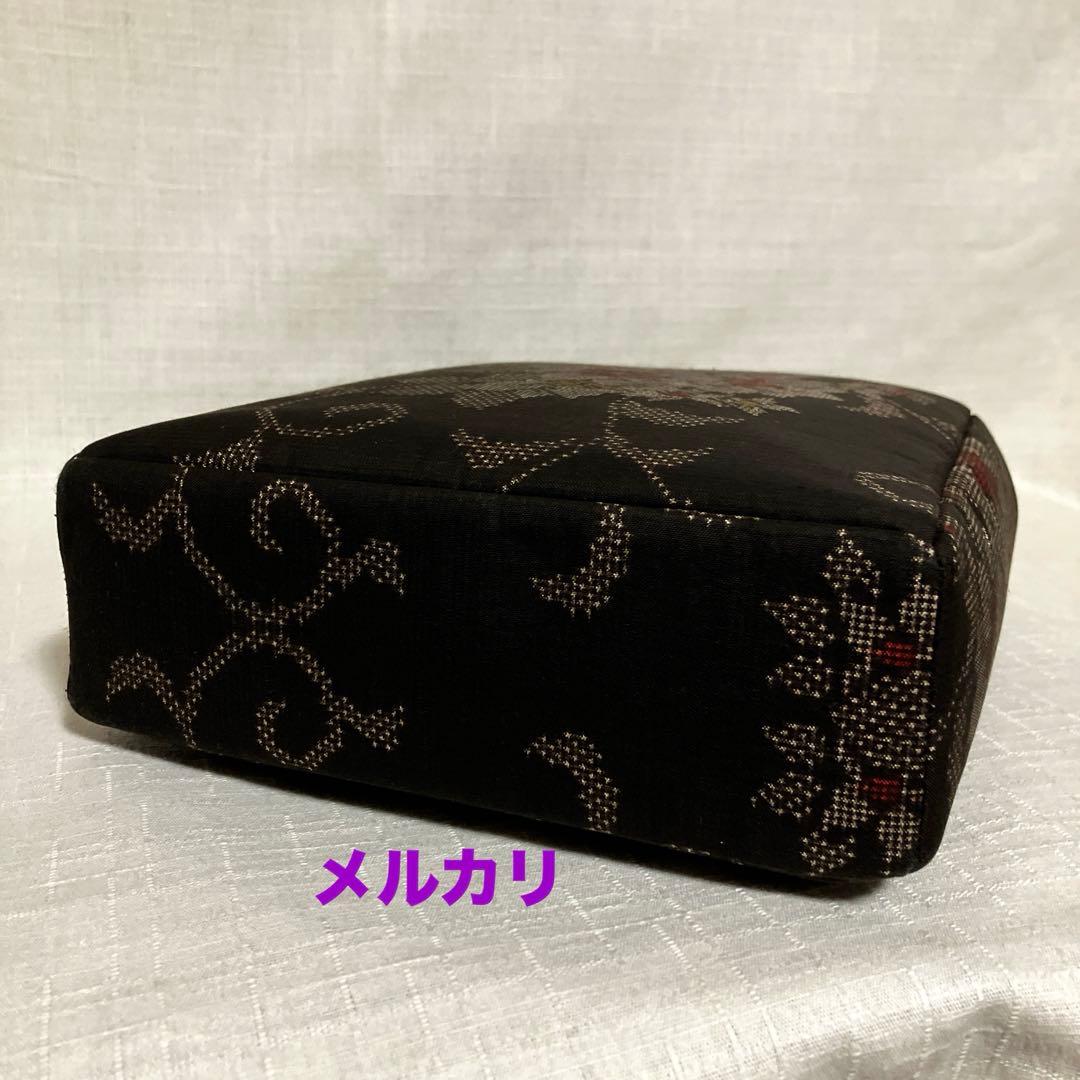 本場泥大島紬　がま口スマホショルダーバッグ　ハンドメイド
