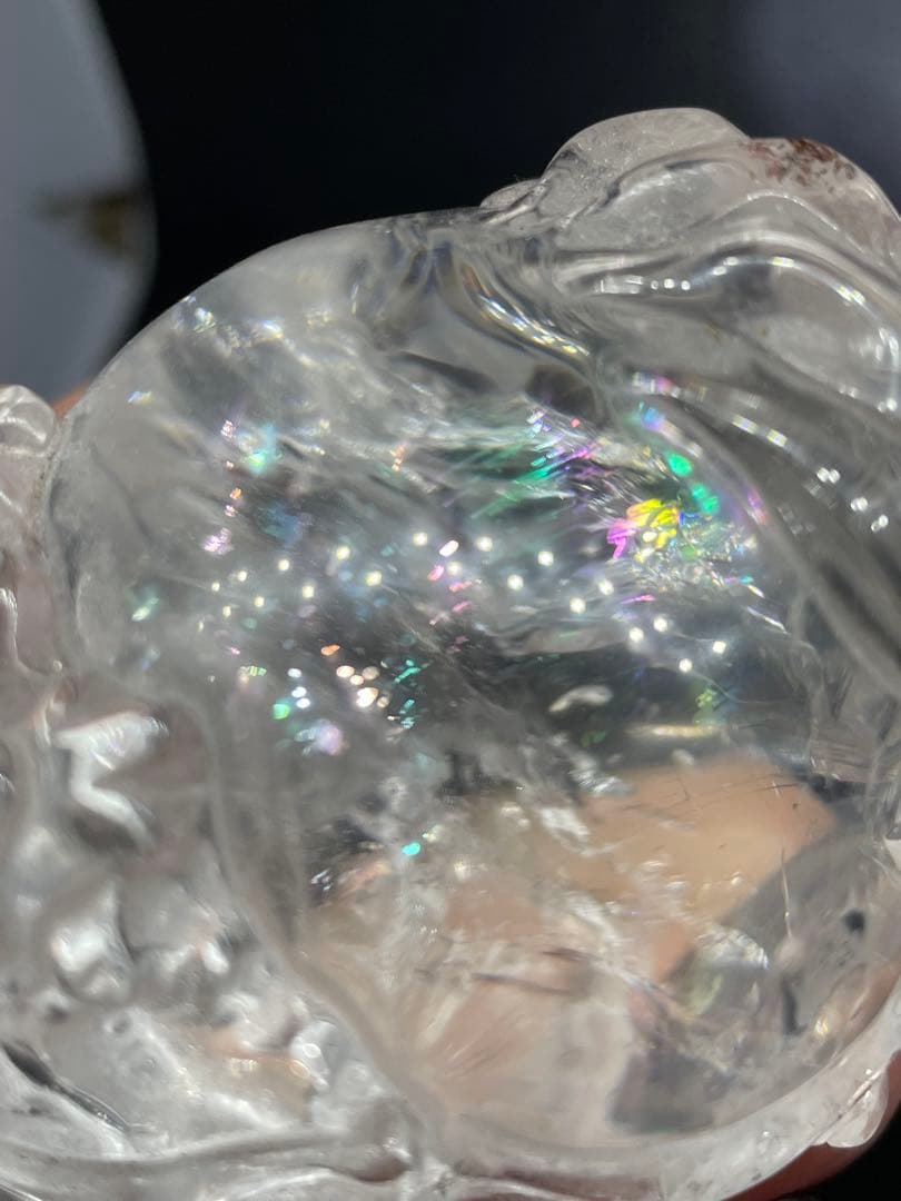 たくさんの虹 アイリス クォーツ 水晶 ロングイ 龍亀 65.3mm 開運