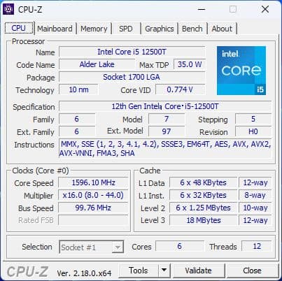 Intel Core i5 i5-12500T SRL5W ジャンク品