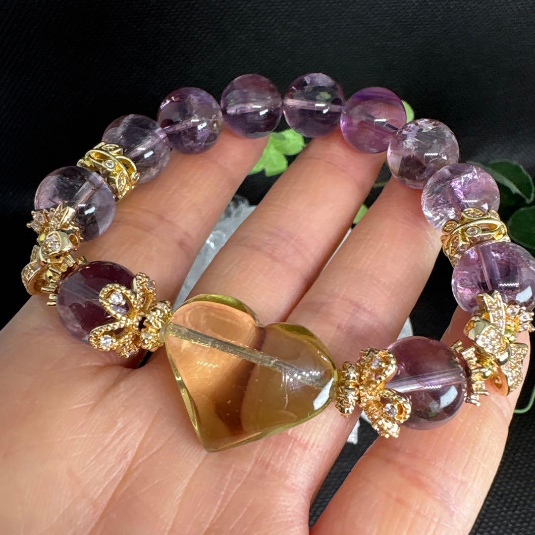＊蓮華様おまとめ＊シトリン　ハート　アイリスアメジスト　虹　ブレスレット