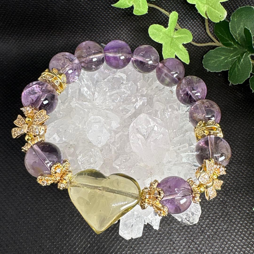 ＊蓮華様おまとめ＊シトリン　ハート　アイリスアメジスト　虹　ブレスレット