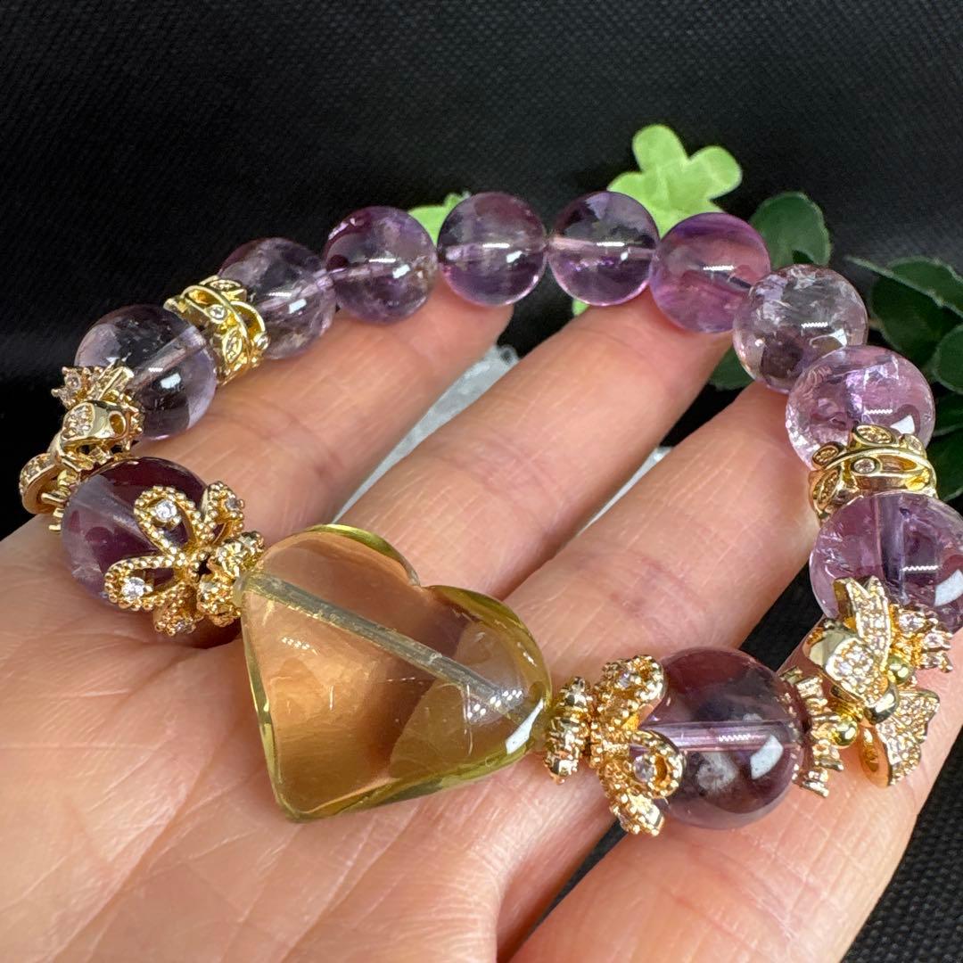 ＊蓮華様おまとめ＊シトリン　ハート　アイリスアメジスト　虹　ブレスレット