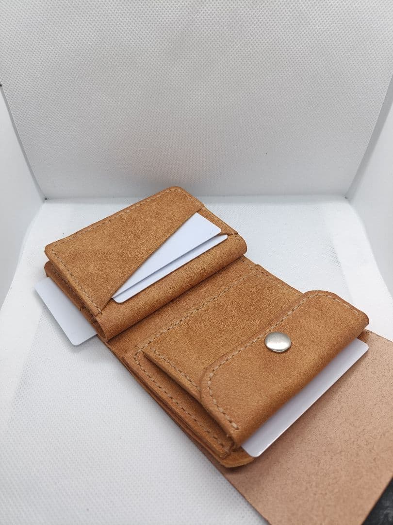 三つ折り財布 ブライドルレザー×イタリアンレザー 新品未使用ブラック×マスタード