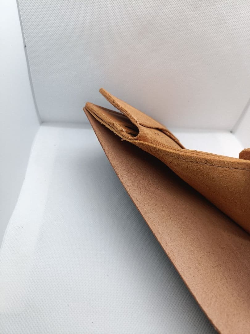 三つ折り財布 ブライドルレザー×イタリアンレザー 新品未使用ブラック×マスタード