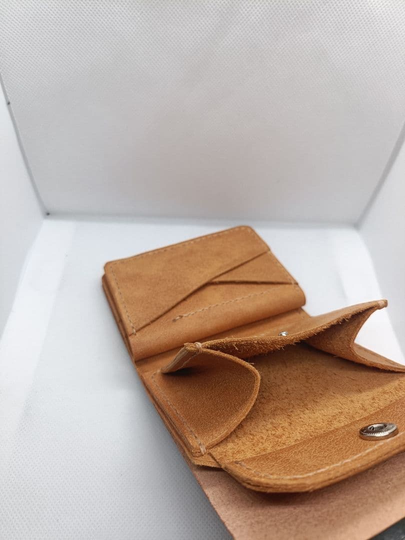 三つ折り財布 ブライドルレザー×イタリアンレザー 新品未使用ブラック×マスタード