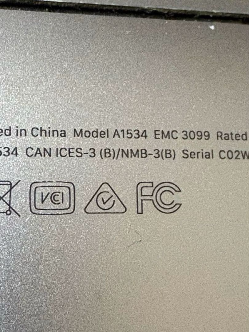 【ジャンク】MacBook A1534(Retina,12-inch,2016)