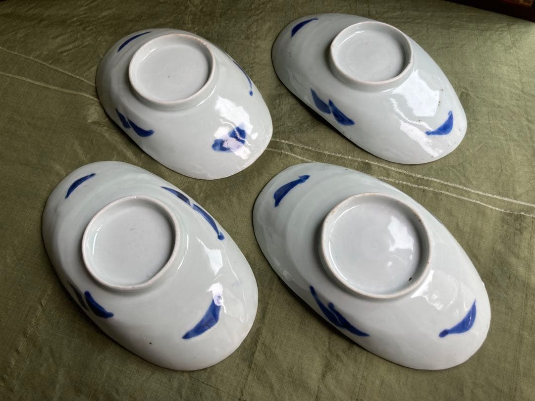 古伊万里　皿　4枚　骨董　楕円皿　刺身皿