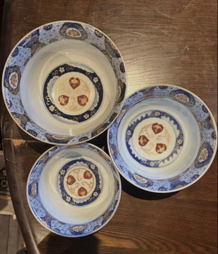 古伊万里 器 染付 3客 煮物碗 骨董 鉢 3皿セット