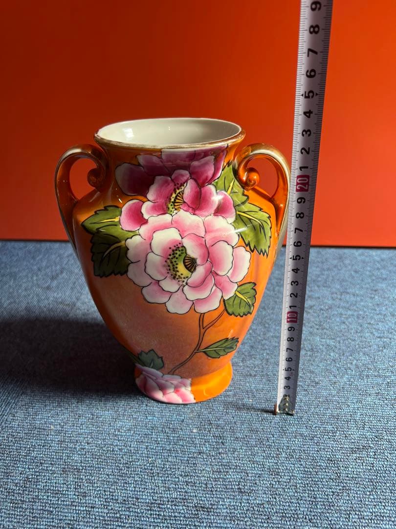 1074 オールドノリタケ　双耳花紋花瓶