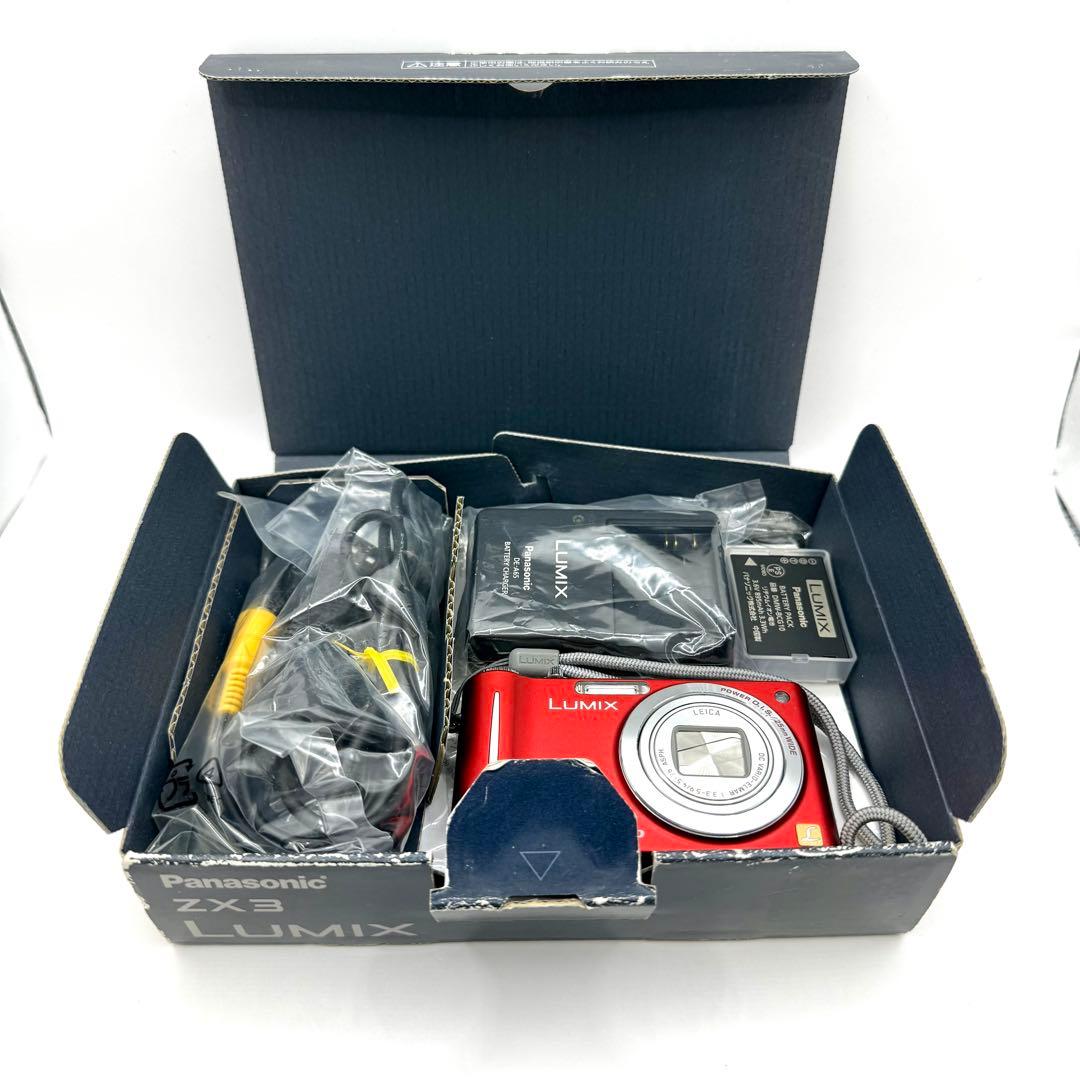 動作品 パナソニック DMC-ZX3 デジカメカメラ コンデジ 赤
