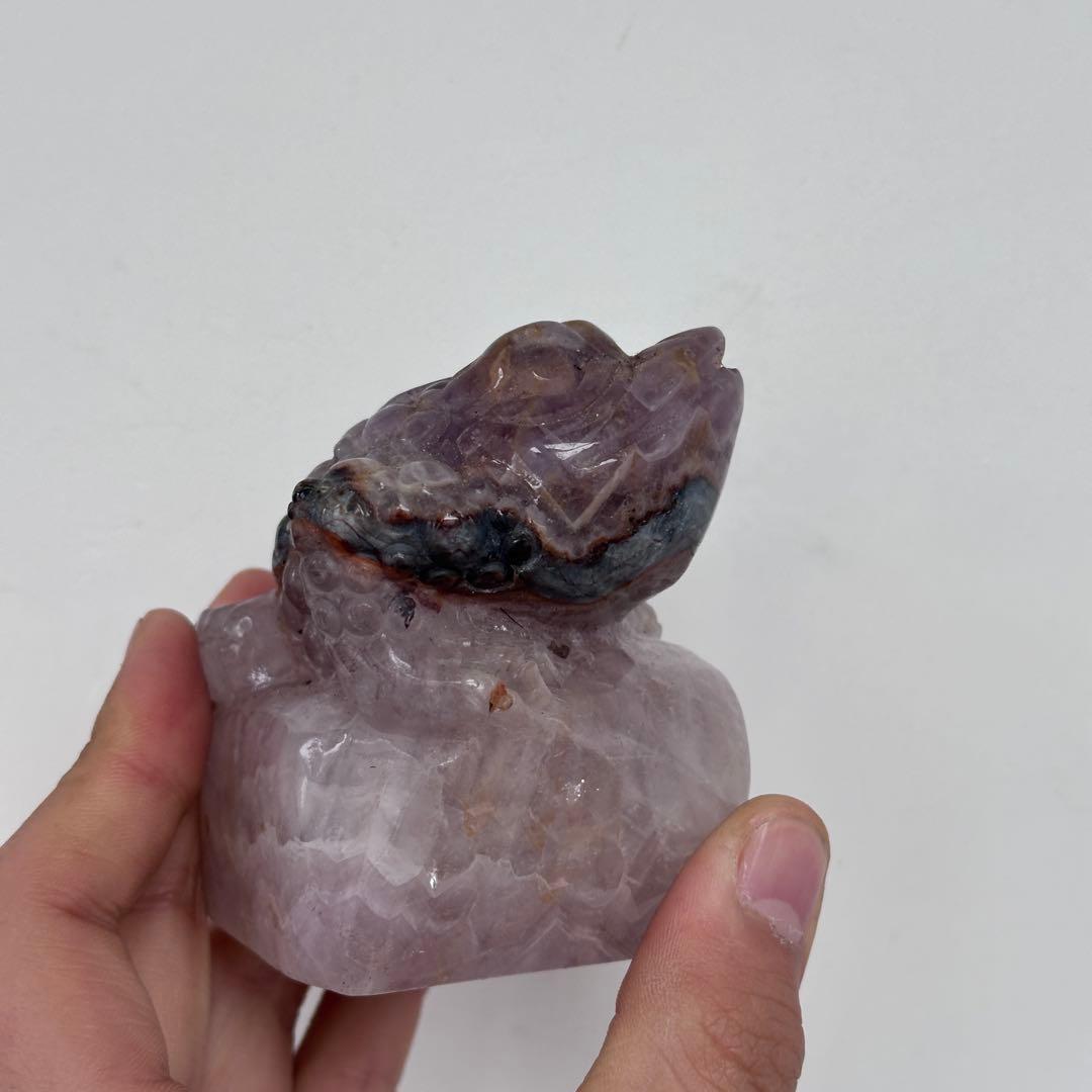 天然石ドリームアメジストの銭蛙　置物　ご購入前に在庫確認必要G.903