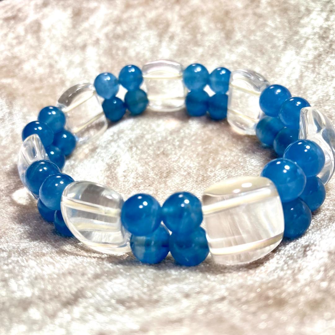 4000円引きです！【輝く癒しの刻】ブルーカルサイト 天然石バングル