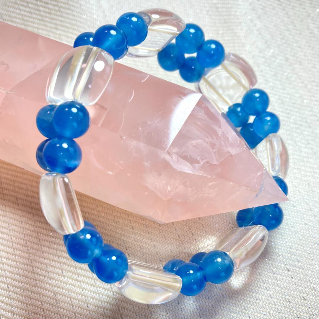 4000円引きです！【輝く癒しの刻】ブルーカルサイト 天然石バングル