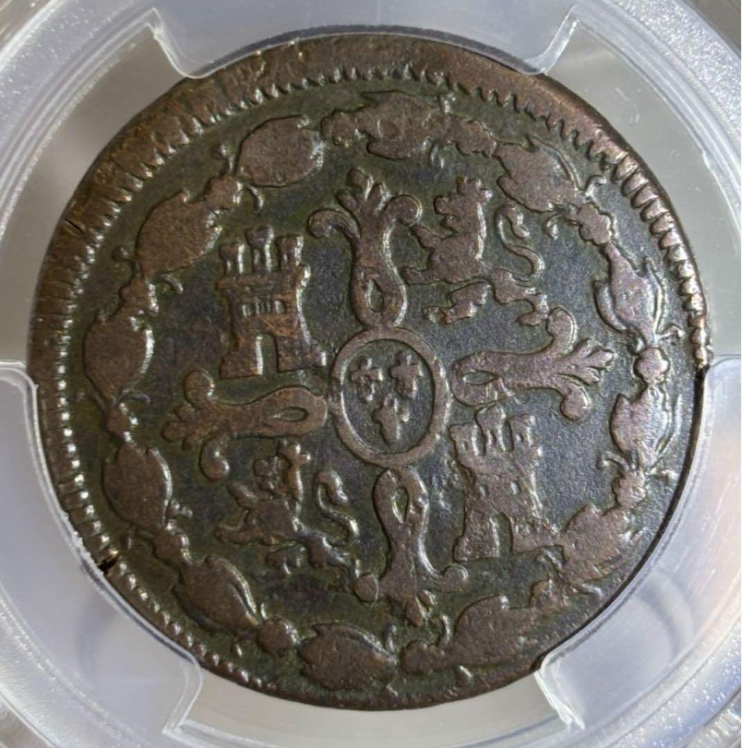 珍品❗️1818年 スペイン Calico-198 Jubia 銅貨PCGS認定