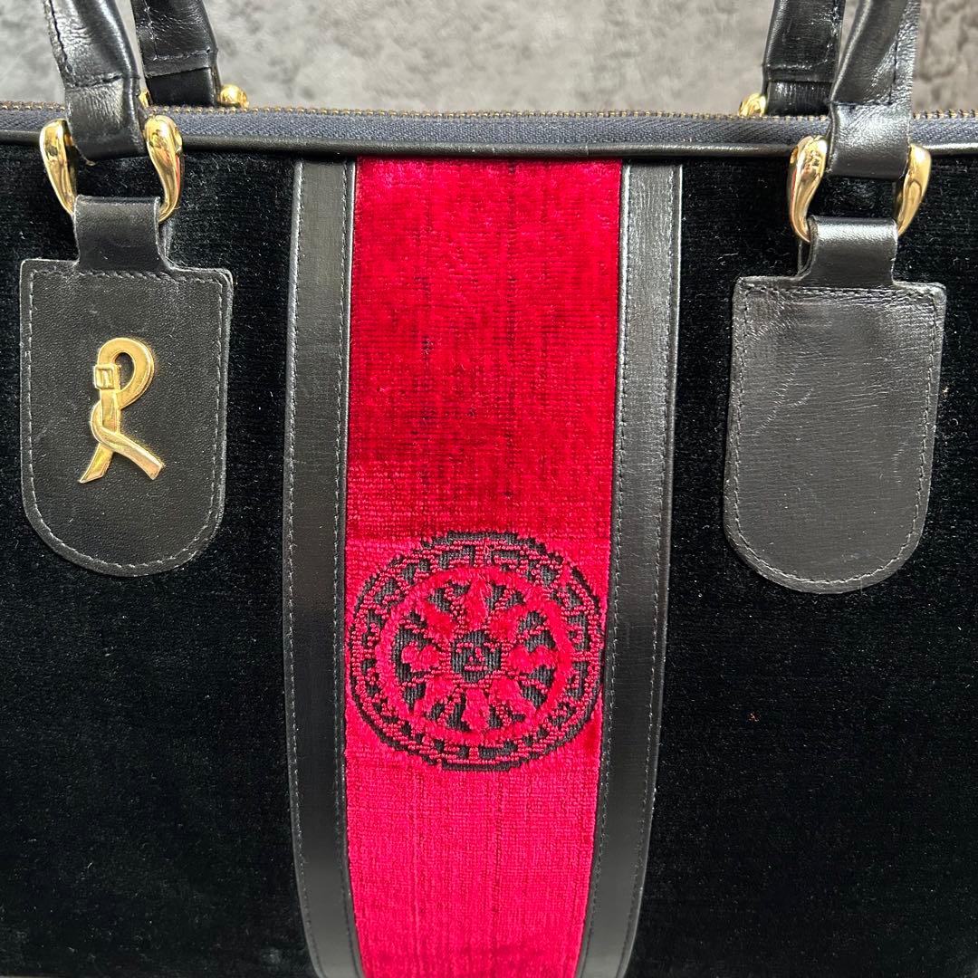 ロベルタディカメリーノ ベルベット レザー バッグ ベロア ブラック ボルドー