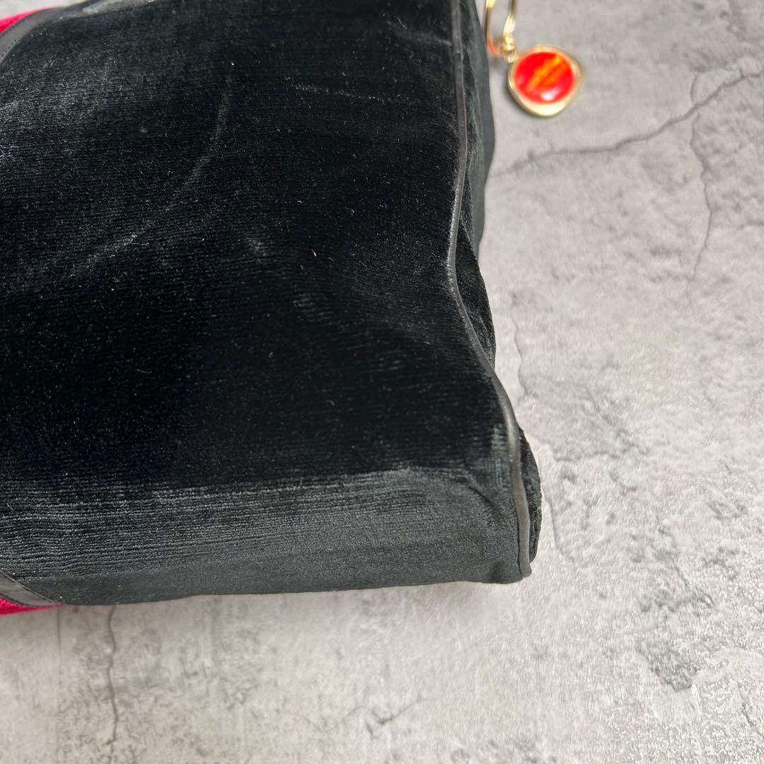 ロベルタディカメリーノ ベルベット レザー バッグ ベロア ブラック ボルドー