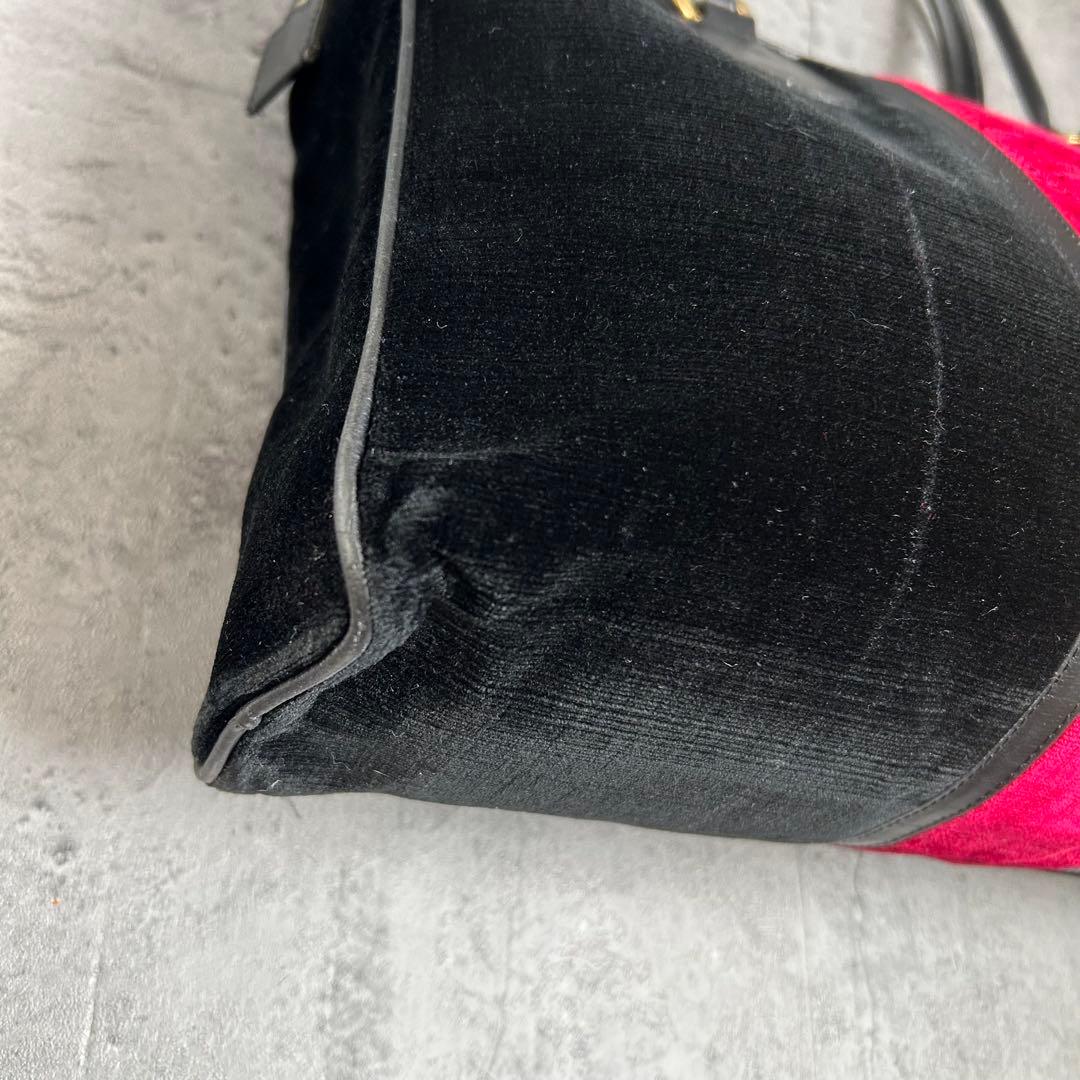 ロベルタディカメリーノ ベルベット レザー バッグ ベロア ブラック ボルドー