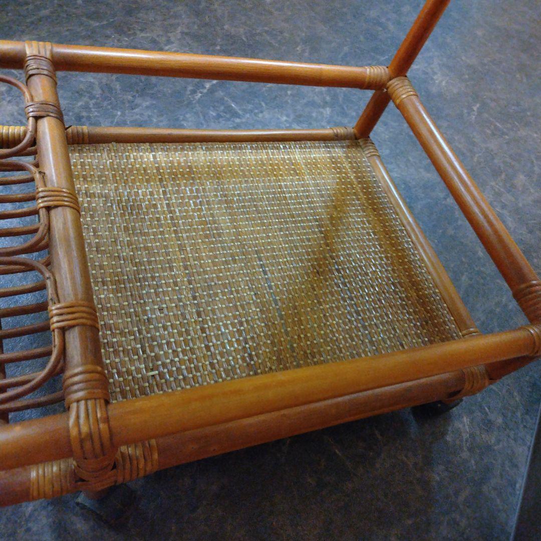 ラタン藤ワゴン　キッチンワゴン　ワイン入れ　アジアン家具　インテリア