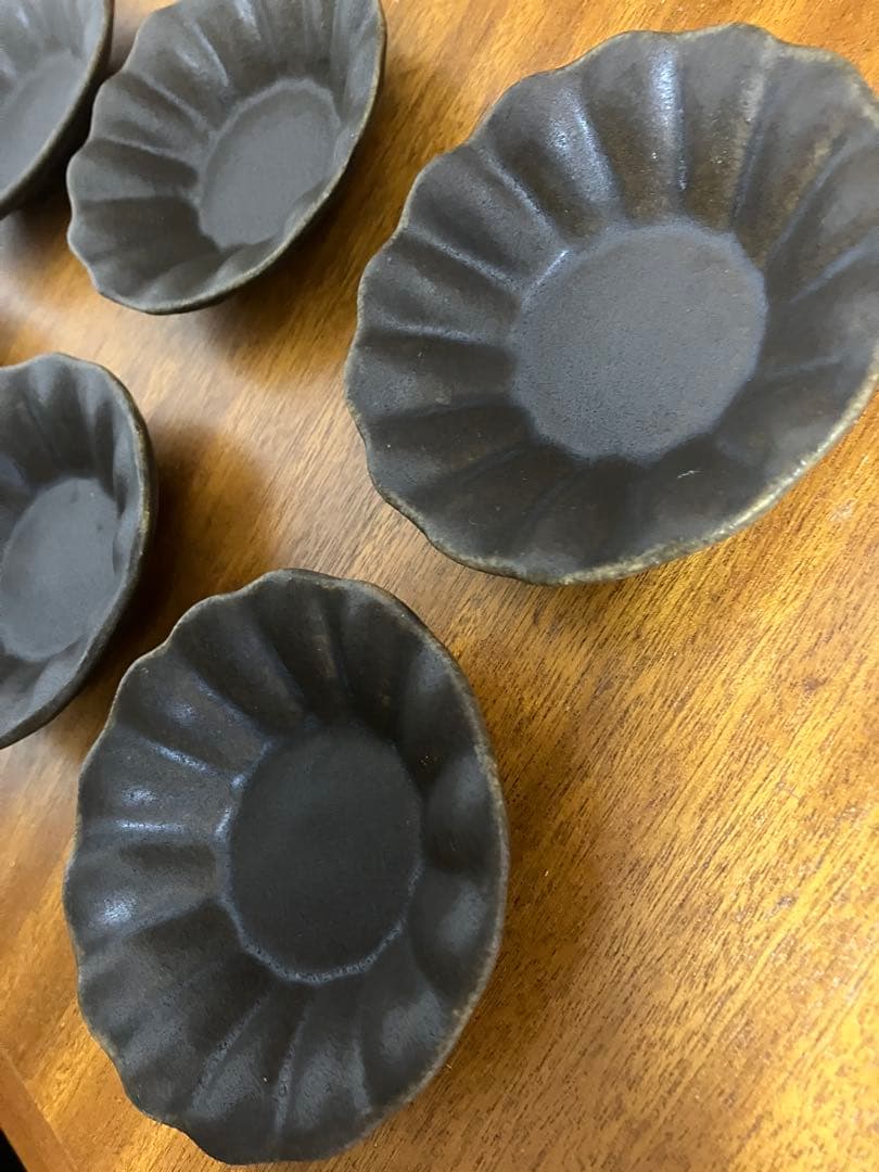 古谷浩一　サビ釉　輪花深皿　豆　6枚セット