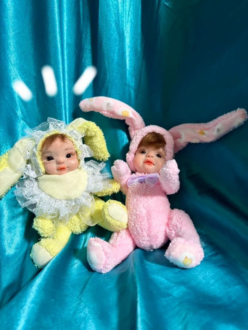ハンドメイド　樹脂粘土ベビー　イエローレースの子　OOAK 創作人形　一点物