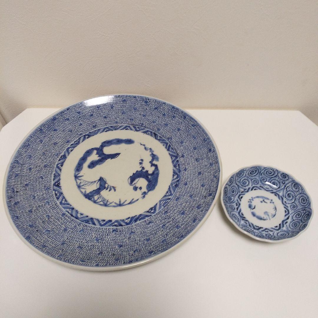 古伊万里　唐草大皿中皿　２枚セット