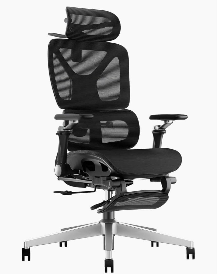 高級品フットレスト付 人体工学チェア 多機能オフィスチェア 疲れない人間工学