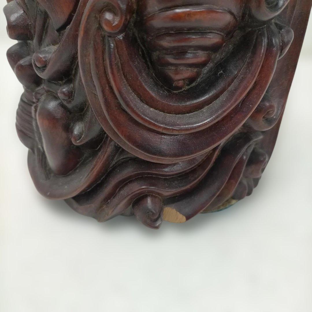 【骨董】木彫 童子 龍 彫刻 置物 高さ約51cm 古美術 260113-1T