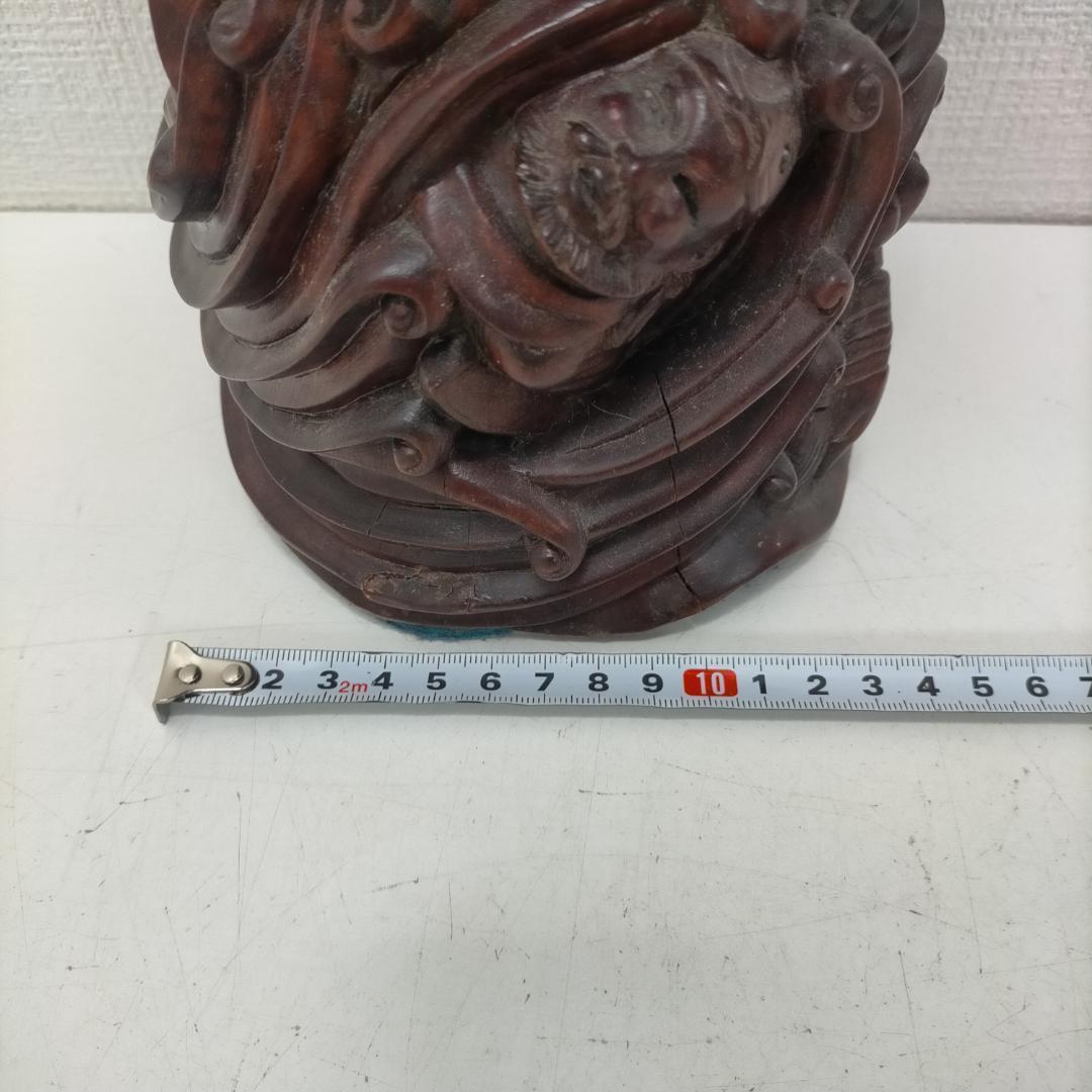 【骨董】木彫 童子 龍 彫刻 置物 高さ約51cm 古美術 260113-1T