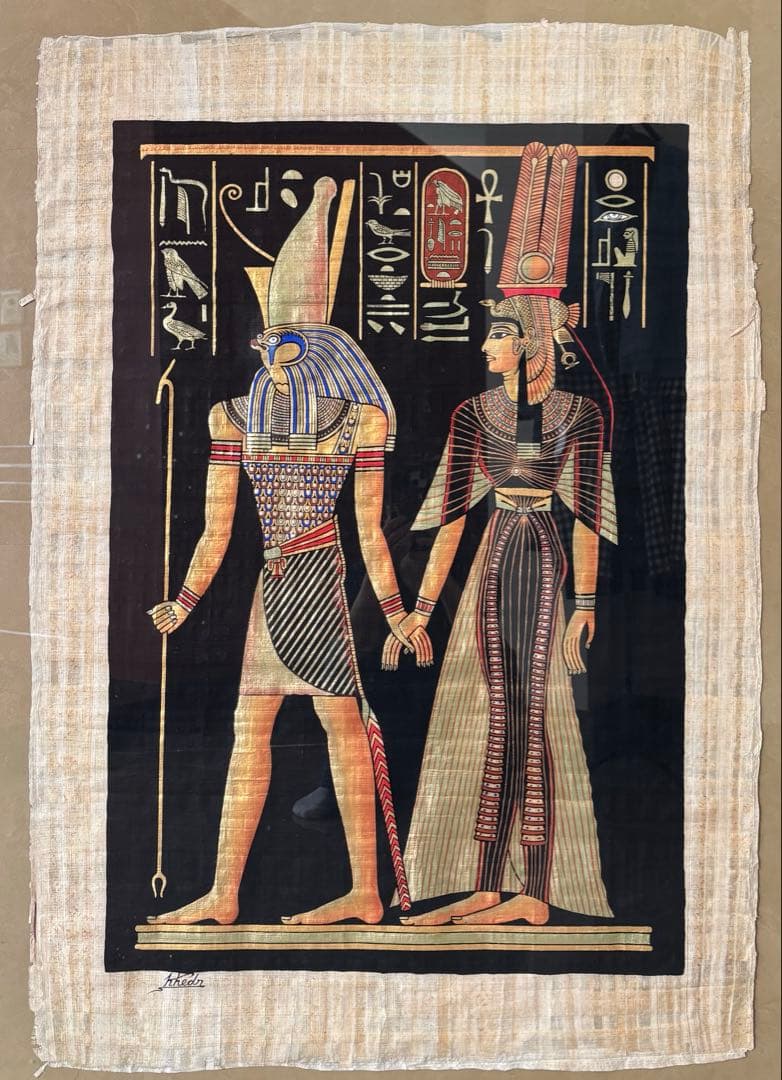 パピルス　古代エジプト 手描きアート 大判