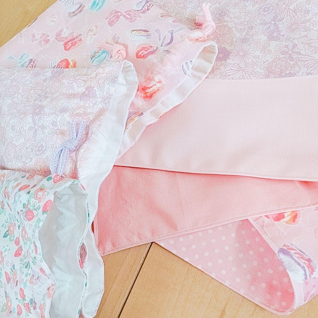 ハンドメイドレッスンバッグ お着替え袋 ランチョンマット コップ袋 女の子