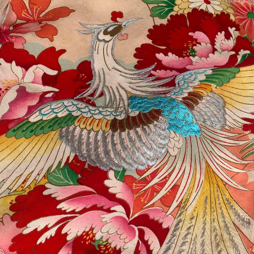 アンティーク　七五三　子供用 花柄 鳳凰刺繍 着物　レトロ