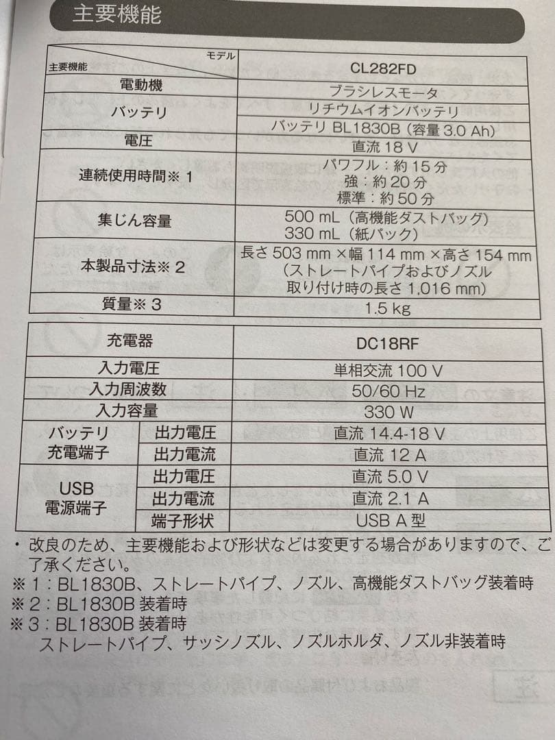 マキタ　充電式クリーナー　CL282FD 中古超美品　充電器セット