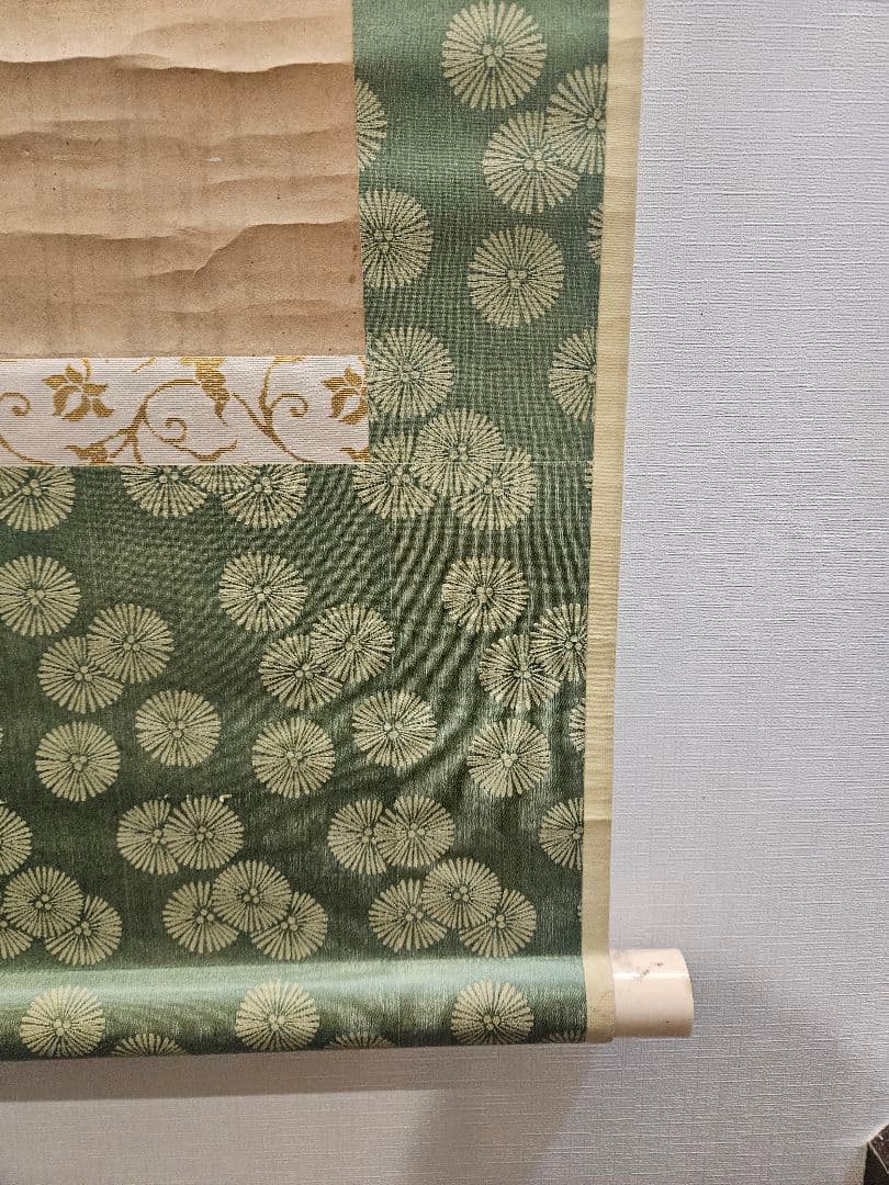 在銘 七福神図 大型掛軸 202×77cm 肉筆 絹本 旭日松竹梅鶴亀