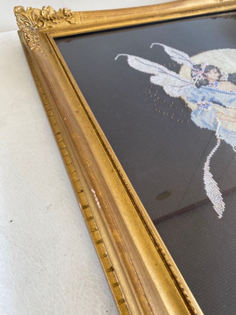 妖精と月の刺繍　額入り　Moon Fairy Spirit クロスステッチ