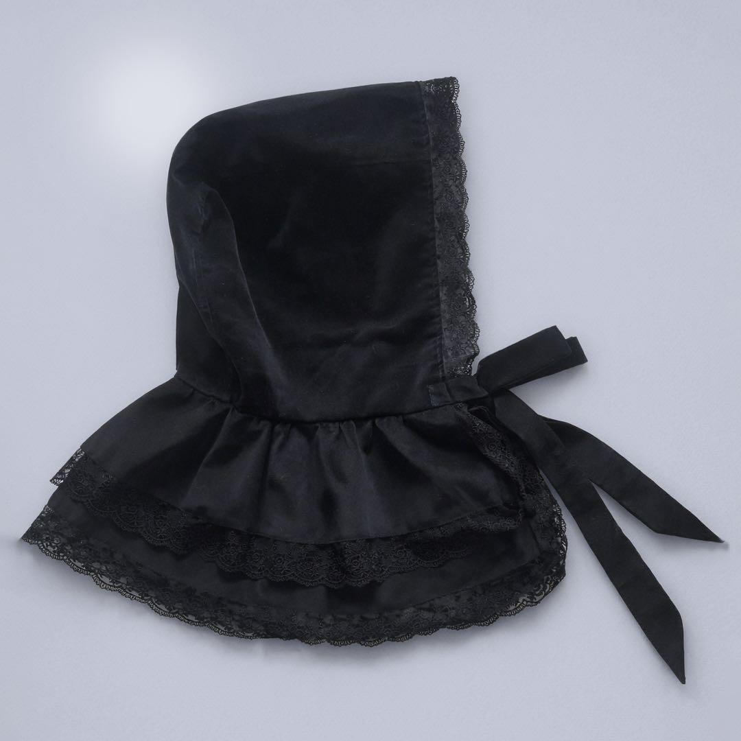 魔女見習いの頭巾 Ⅲ 頭巾 フード 付け襟 別珍 ハンドメイド