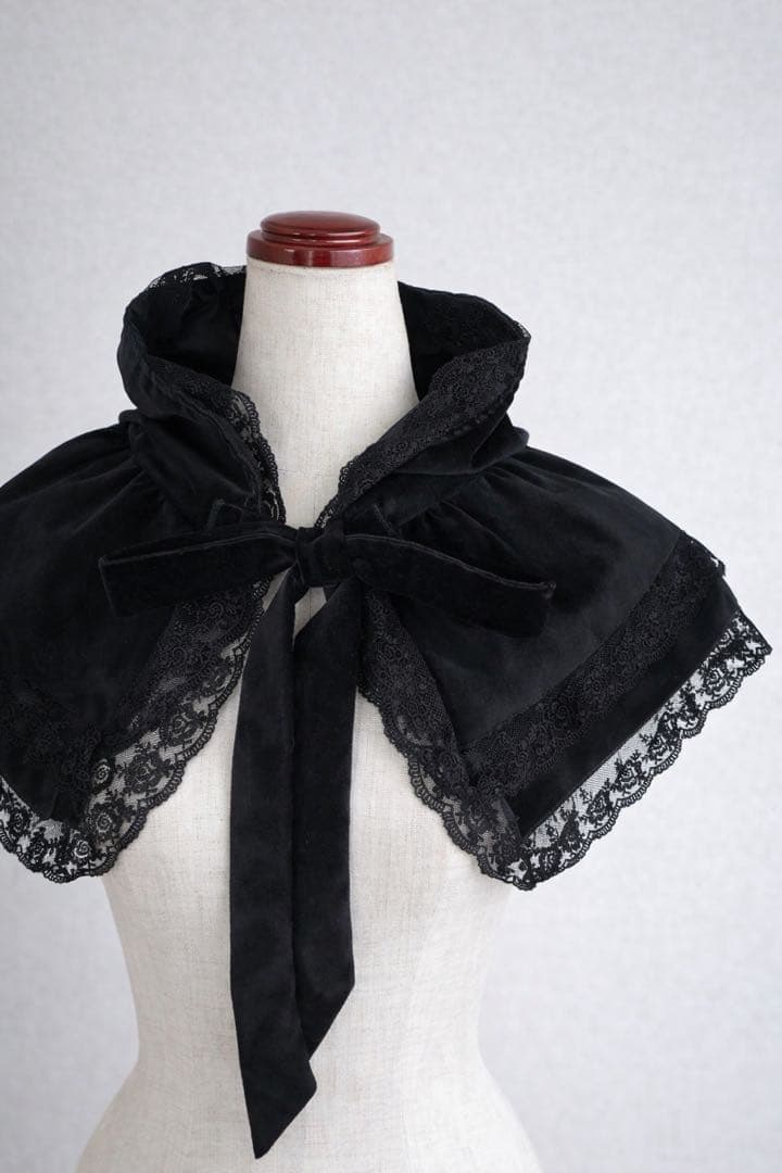 魔女見習いの頭巾 Ⅲ 頭巾 フード 付け襟 別珍 ハンドメイド