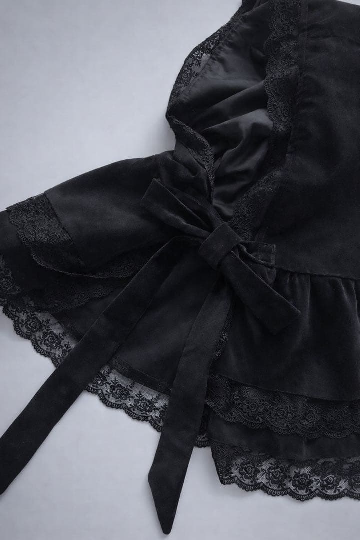 魔女見習いの頭巾 Ⅲ 頭巾 フード 付け襟 別珍 ハンドメイド
