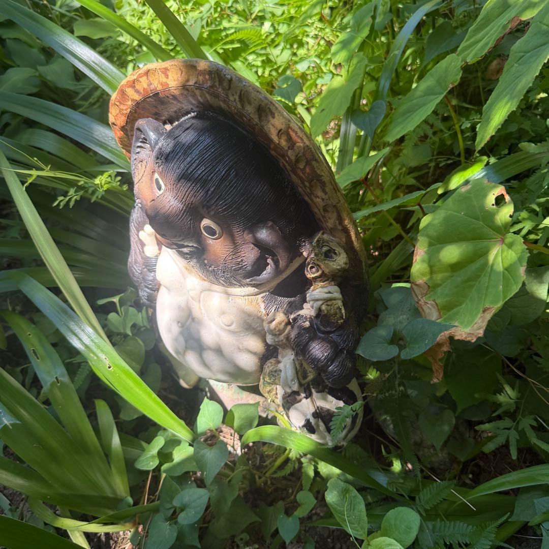 【お引き取り限定】灯篭 2個 たぬき 置物 石