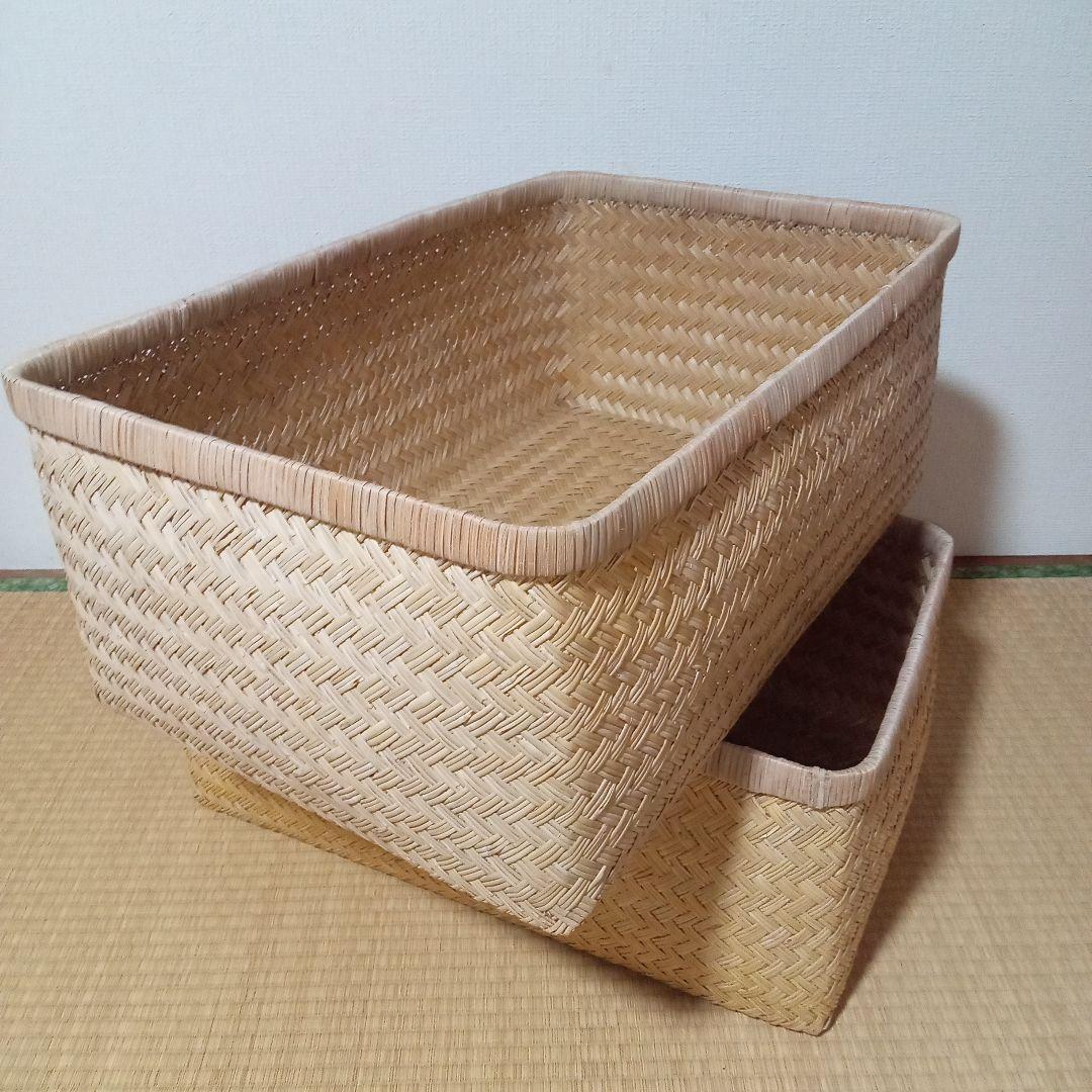 鳥越すず竹竹細工行李かご(大型65.5cm)　昭和レトロ鳥越すず竹竹細工行李かご