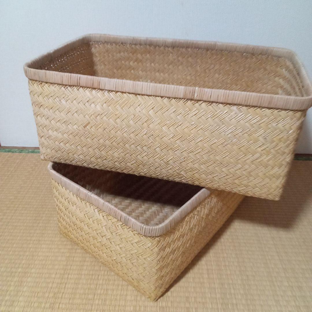 鳥越すず竹竹細工行李かご(大型65.5cm)　昭和レトロ鳥越すず竹竹細工行李かご