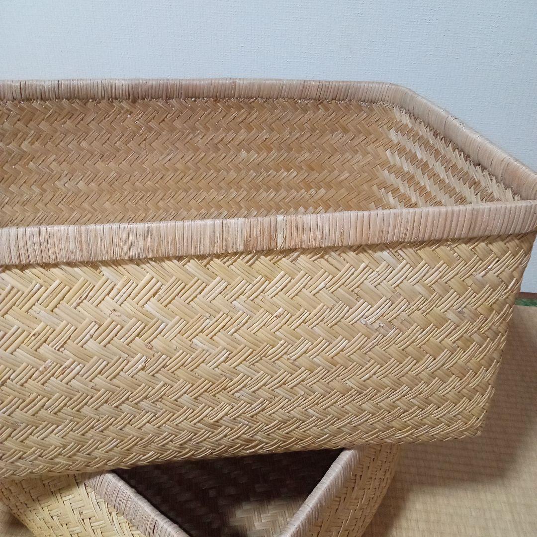 鳥越すず竹竹細工行李かご(大型65.5cm)　昭和レトロ鳥越すず竹竹細工行李かご