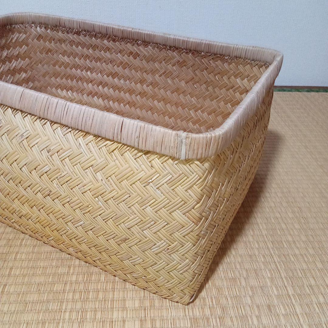 鳥越すず竹竹細工行李かご(大型65.5cm)　昭和レトロ鳥越すず竹竹細工行李かご