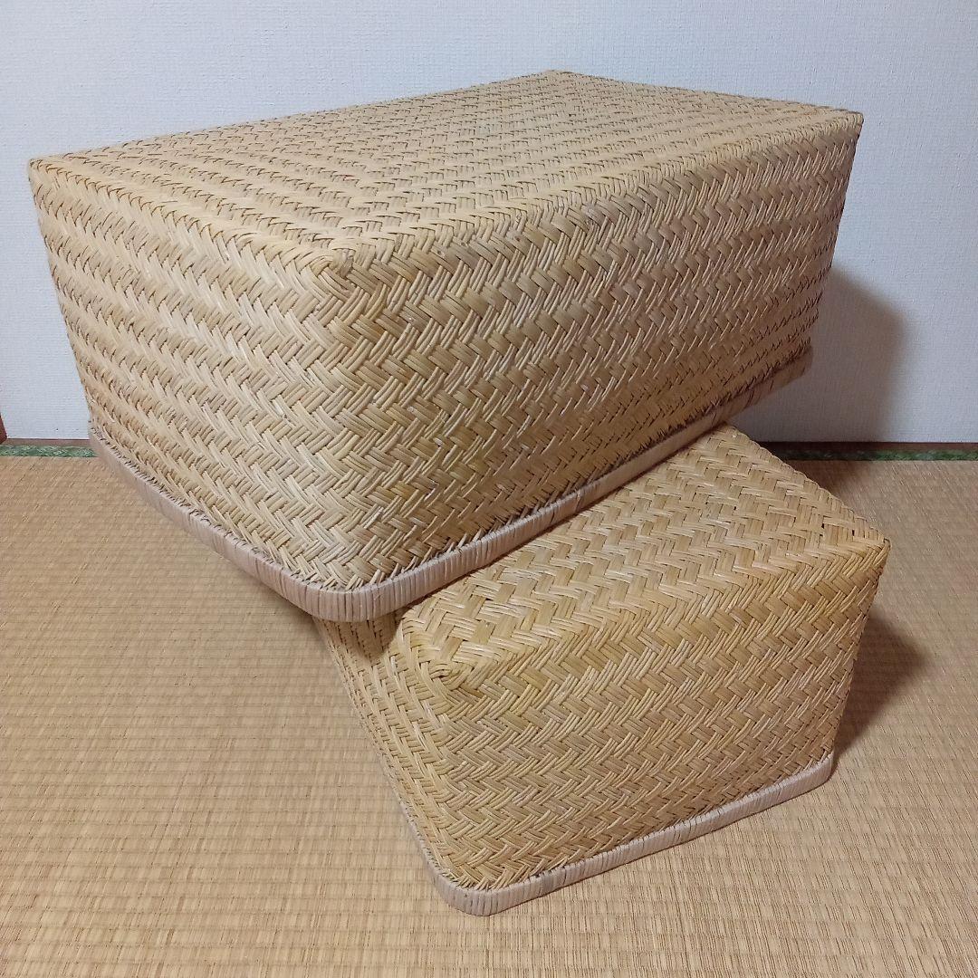 鳥越すず竹竹細工行李かご(大型65.5cm)　昭和レトロ鳥越すず竹竹細工行李かご