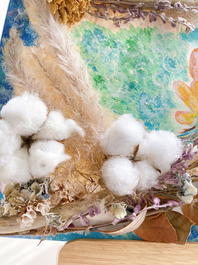 【猫と龍】ドライフラワーアート　原画